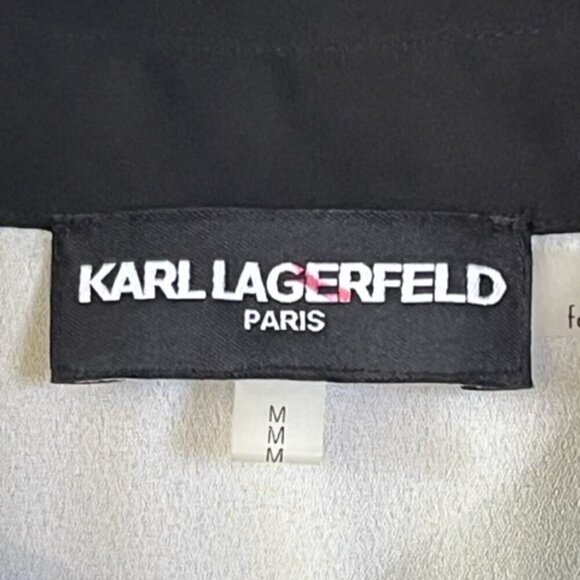 Karl Lagerfeld NWOT Black Lace Overlay White Sleeveless Button Down Shirt Medium - Picture 8 of 13